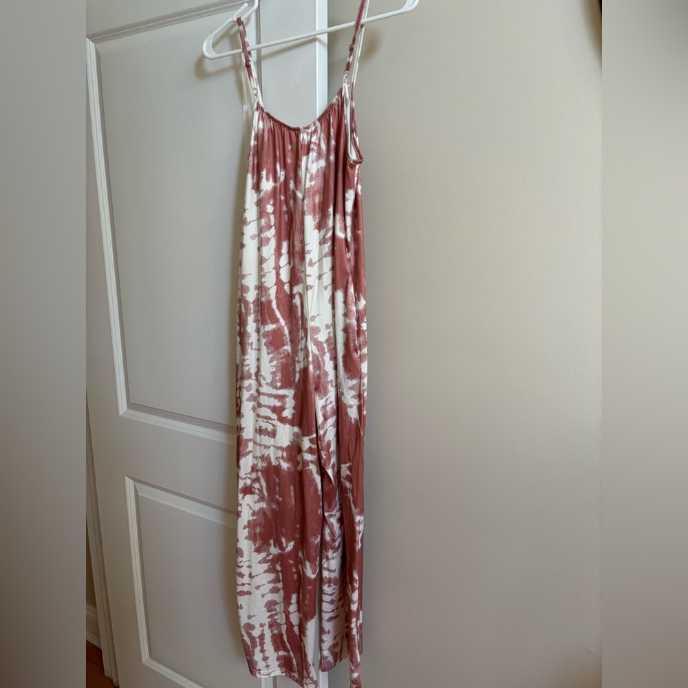 Tie-Dye Rust & Cream Wide-Leg Jumpsuit